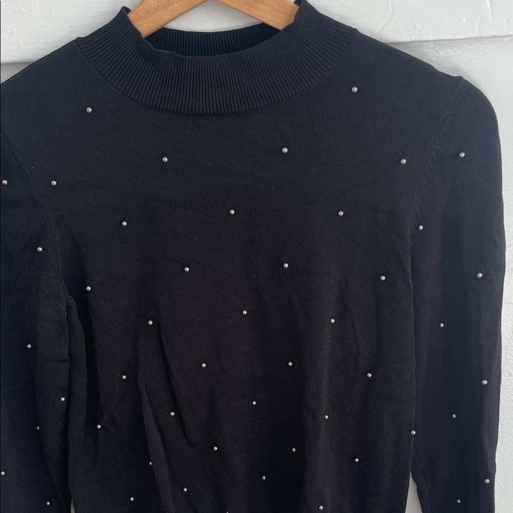 H&M Black Sweater with Pearl Accents - Picture 2 of 4